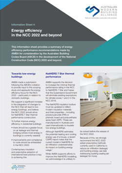 AMBA Information Sheet 4 - Energy efficiency in the NCC 2022 and beyond
